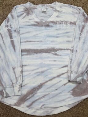 PINK Victoria's Secret Large Plush Tie Dye Pullover V-neck Sweatshirt